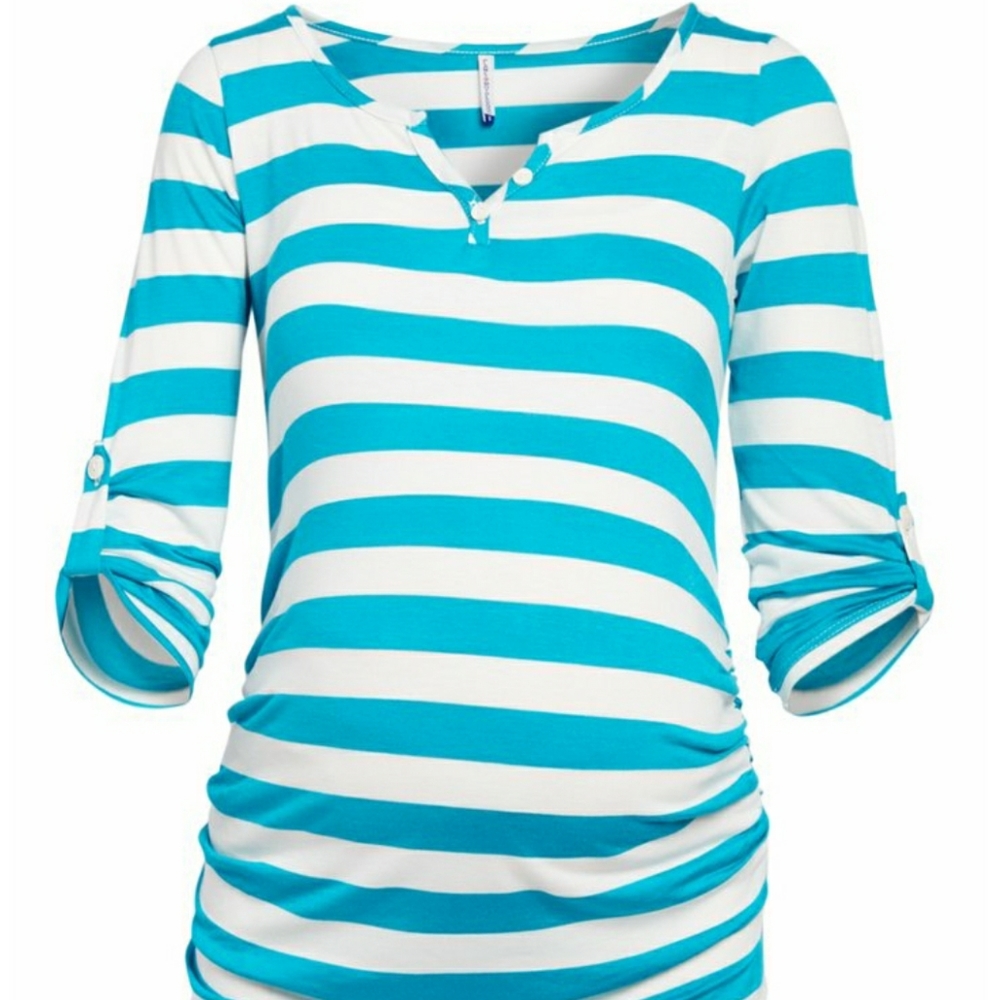 Teal & white stripe maternity top size medium.